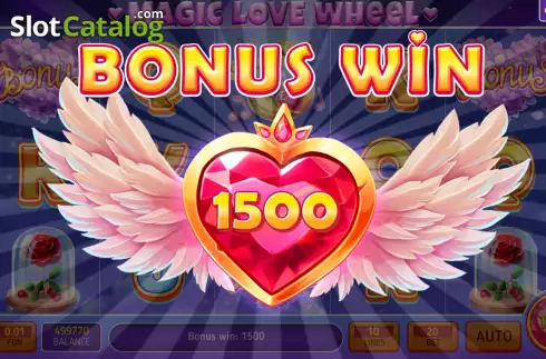 Win Bonus Game screen. Magic Love Wheel slot