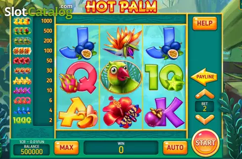 Game screen. Hot Palm (3X3) slot