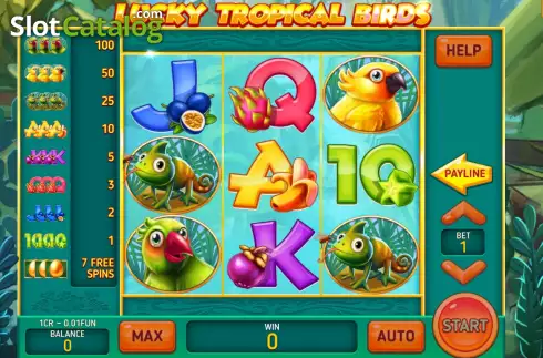 Game screen. Lucky Tropical Birds (Pull Tabs) slot