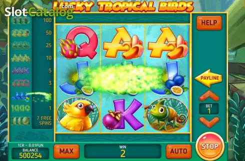 Win screen 2. Lucky Tropical Birds (Pull Tabs) slot