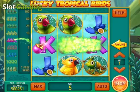 Win screen 3. Lucky Tropical Birds (Pull Tabs) slot