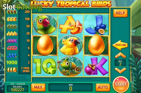 Game screen. Lucky Tropical Birds (3x3) slot