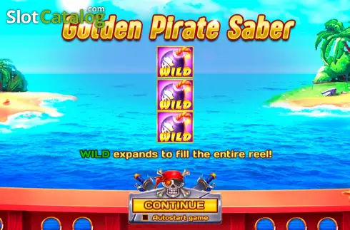 Start Game screen. Golden Pirate Saber slot
