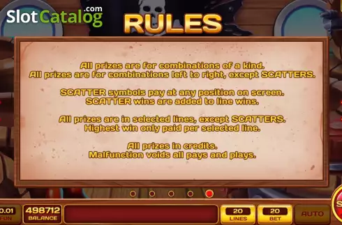 Game Rules screen. Pirate Iron Hook slot