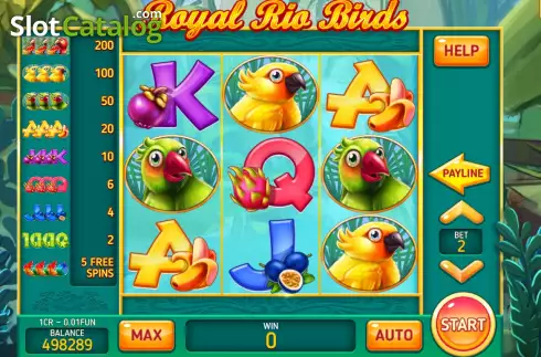 Game screen. Royal Rio Birds (Pull Tabs) slot
