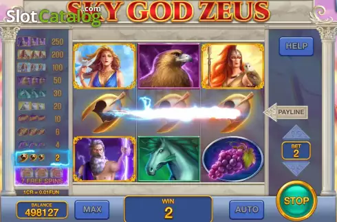 Win screen. Sky God Zeus (Pull Tabs) slot