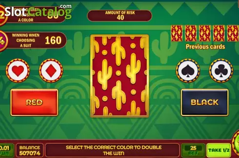 Risk Game screen. Mr. Cactus slot