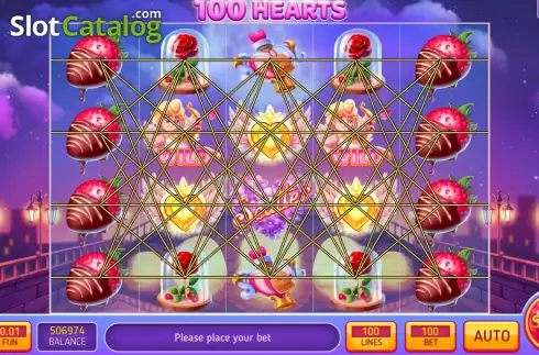 Game screen. 100 Hearts slot