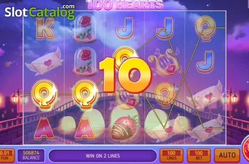 Win screen. 100 Hearts slot