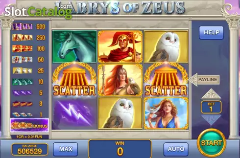 Game screen. Labrys of Zeus (3x3) slot