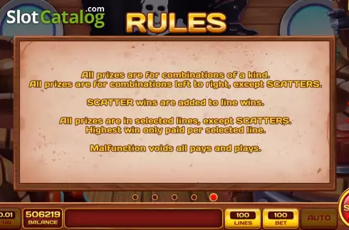 Game Rules screen. Pirate Curse slot
