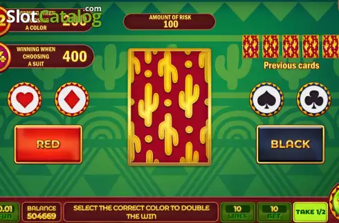 Risk Game screen. Cactus Grand slot
