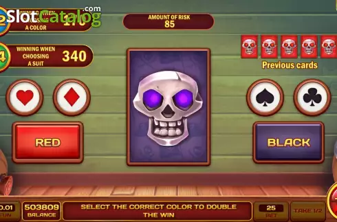 Risk Game screen. Pirate Ship Gold slot