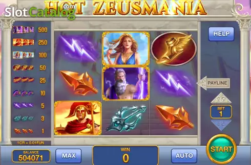 Game screen. Hot Zeusmania (Pull Tabs) slot
