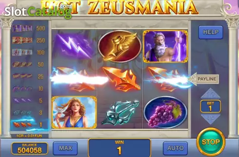 Win screen. Hot Zeusmania (Pull Tabs) slot