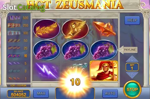 Win screen 3. Hot Zeusmania (Pull Tabs) slot