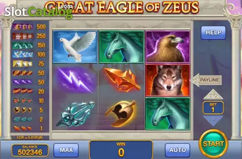 Game screen. Great Eagle of Zeus (3x3) slot
