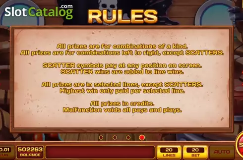 Game Rules screen. Pirate Black Mark slot