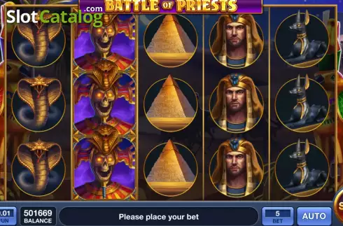 Game screen. Battle of Priests slot