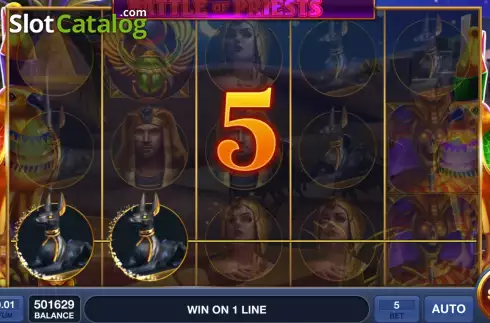 Win screen. Battle of Priests slot