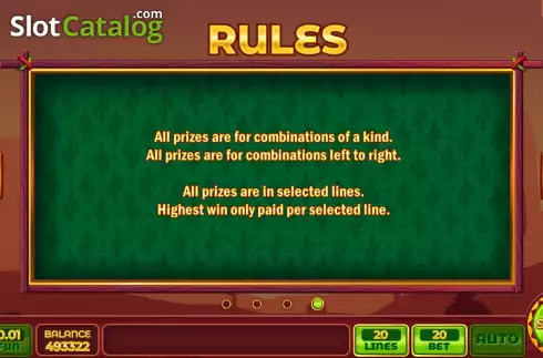 Game Rules screen. Perfect Chilli slot