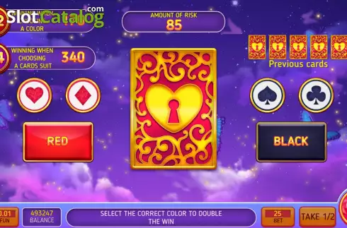 Risk Game screen. Enchanted Sweets slot