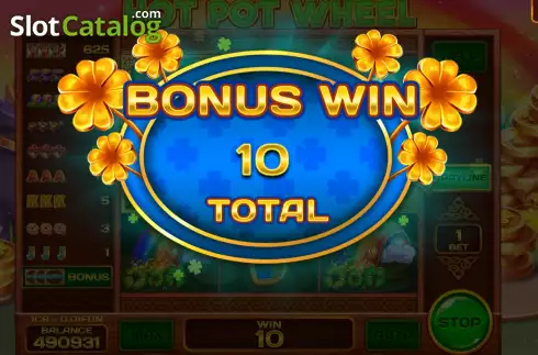 Win Bonus Game screen. Hot Pot Wheel Respin slot