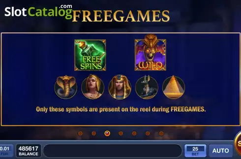 Game Features screen. Cleopatra's Story slot