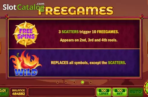 Game Features screen. Chilli Stacks slot