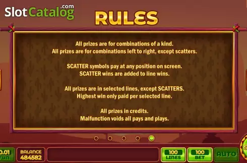 Game Rules screen. Chilli Stacks slot