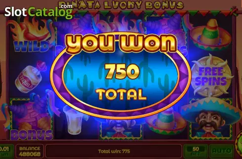 Win Bonus Game screen. Pinata Lucky Bonus slot