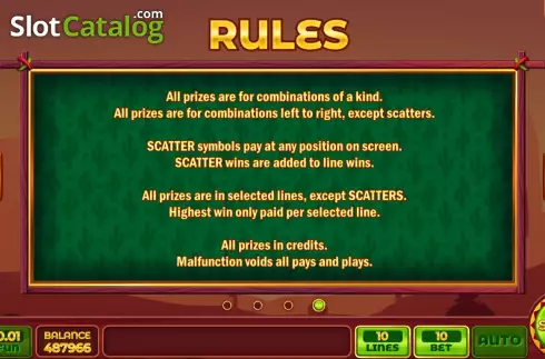 Game Rules screen. Chilli Lucky Wheel slot