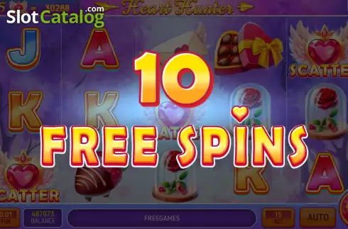 Free Spins screen. Heart Hunter slot