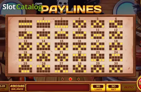 PayLines screen. Pearls of Pirate Treasure slot
