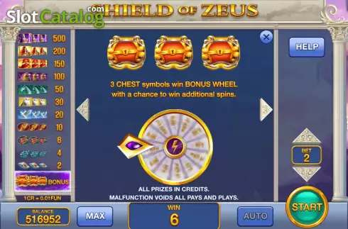 Ecran6. Shield of Zeus (Pull Tabs) slot