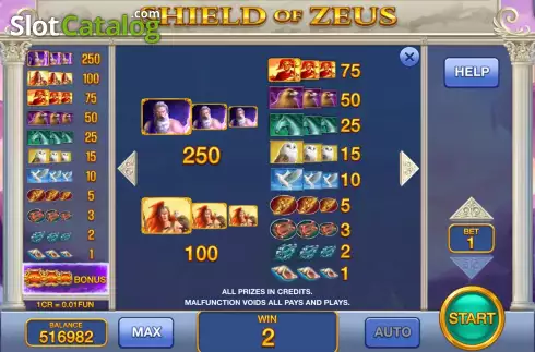 Ecran5. Shield of Zeus (3x3) slot