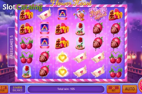 Free Spins screen 3. Flower Heart slot