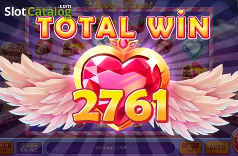 Win Free Spins screen. Flower Heart slot