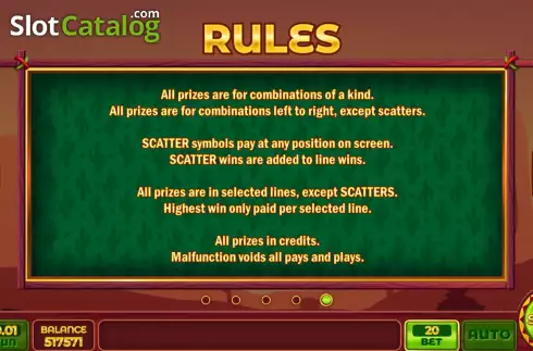 Game Rules screen. Chilli Charm slot