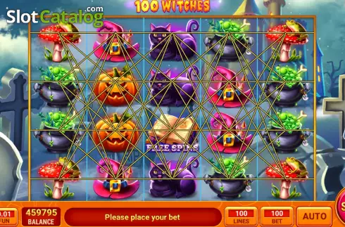 Game screen. 100 Witches slot