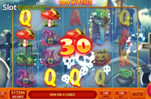 Win screen 2. 100 Witches slot