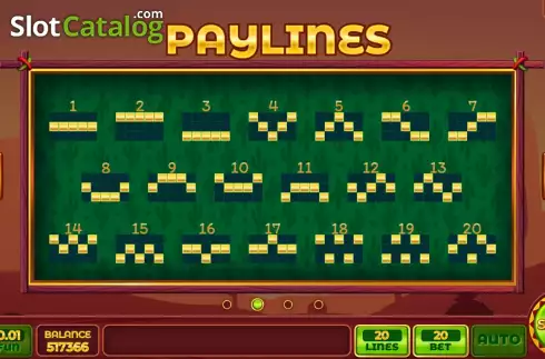 PayLines screen. Spanish Heat slot