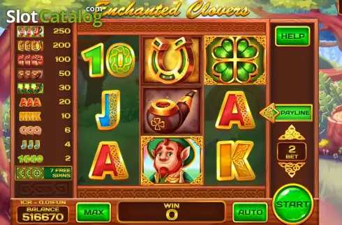 Game screen. Enchanted Clovers (Pull Tabs) slot