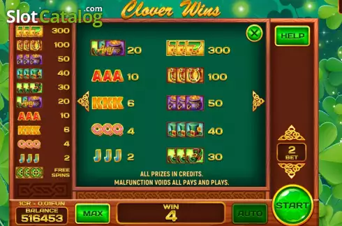 画面5. Clover Wins (Pull Tabs) カジノスロット