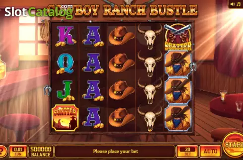 Reels screen. Cowboy Ranch Bustle slot