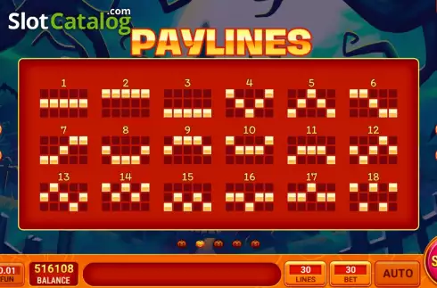 PayLines screen. Warlock Battle slot