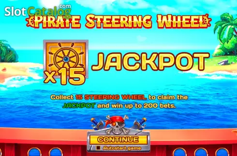 Start Game screen. Pirate Steering Wheel slot