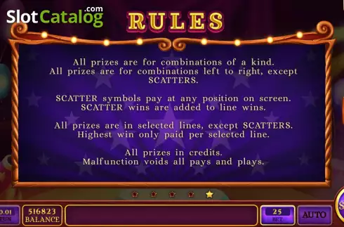 Game Rules screen. Jolly Ferris Wheel slot
