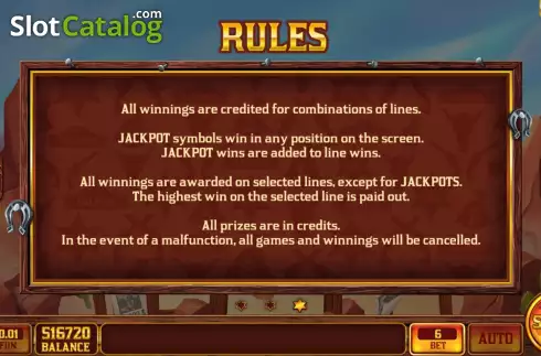 Game Rules screen. Wagon Of Gold Bars slot