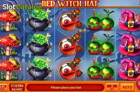 Game screen. Red Witch Hat slot